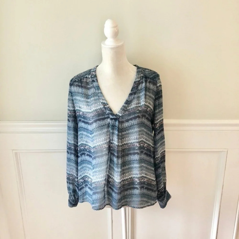 Lumiere Nordstrom Semi Sheer Patterned Blouse M